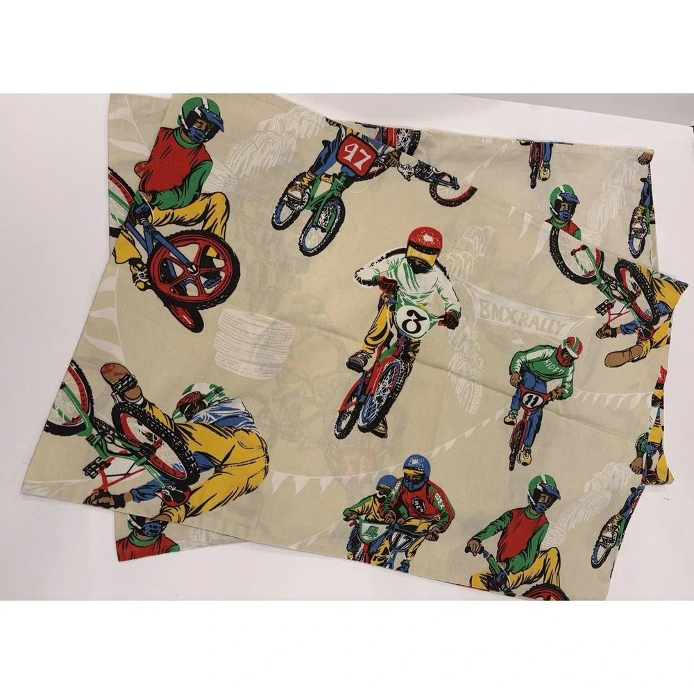 Vintage BMX Dirt Bike Novelty Pillowcase Set 2 Motocross‎ Racing 80s Retro Print